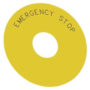 EMERGENCY STOP etichetă autoadezivă galbenă de 75 mm 3SU1900-0BC31-0DA0 Siemens