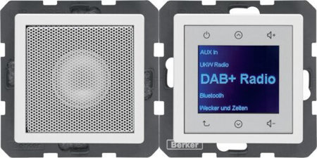 Q.x Radio Q.x Touch DAB+, Bluetooth cu difuzor alb catifelat 30806089 Berker