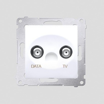 Simon 54 Premium Priză albă TV-DATA. Două porturi de ieșire 'F' 5-1000 MHz, DAD1.01/11